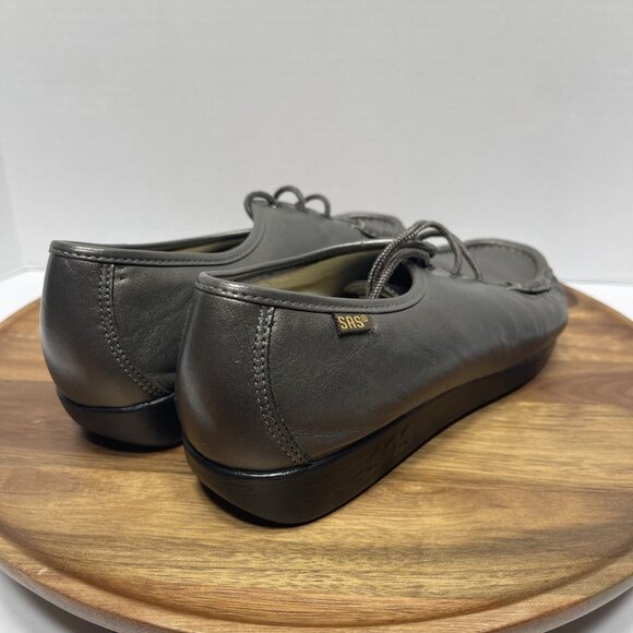 SAS Womens Soft Step Heel Leather Moccasins Size 7M Pewter‎ Gray - Picture 10 of 16